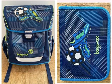 blauer Kinder Schulrucksack und -etui baggymax