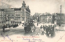Zurich quaibrucke mit hotel Bellevue anime