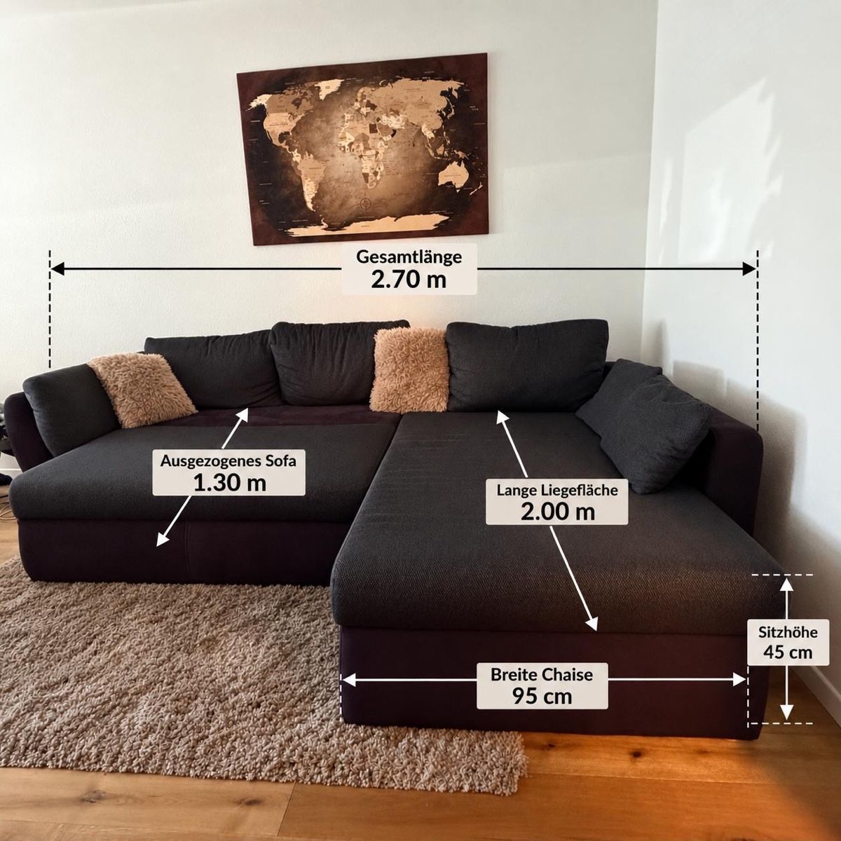 Divani: Schwarzes Ecksofa zum ausziehen – Usato da Hägendorf venduto da hafe-94 1