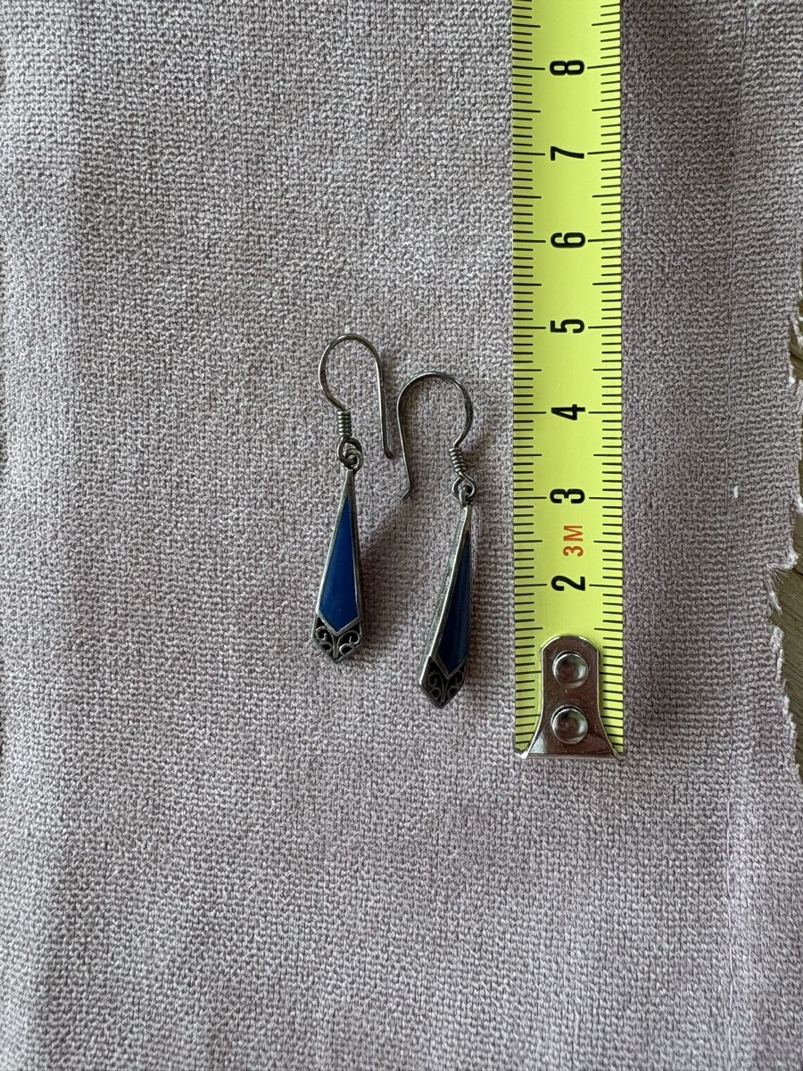 Orecchini pendenti & Orecchini a lobo: Art Deco Style Blue Enamel Sterling Silver Dangle Earrings – Usato da Nyon venduto da Iamher 1