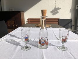 Glasi Hergiswil ,Schnapsflasche und Kafigläser, neu
