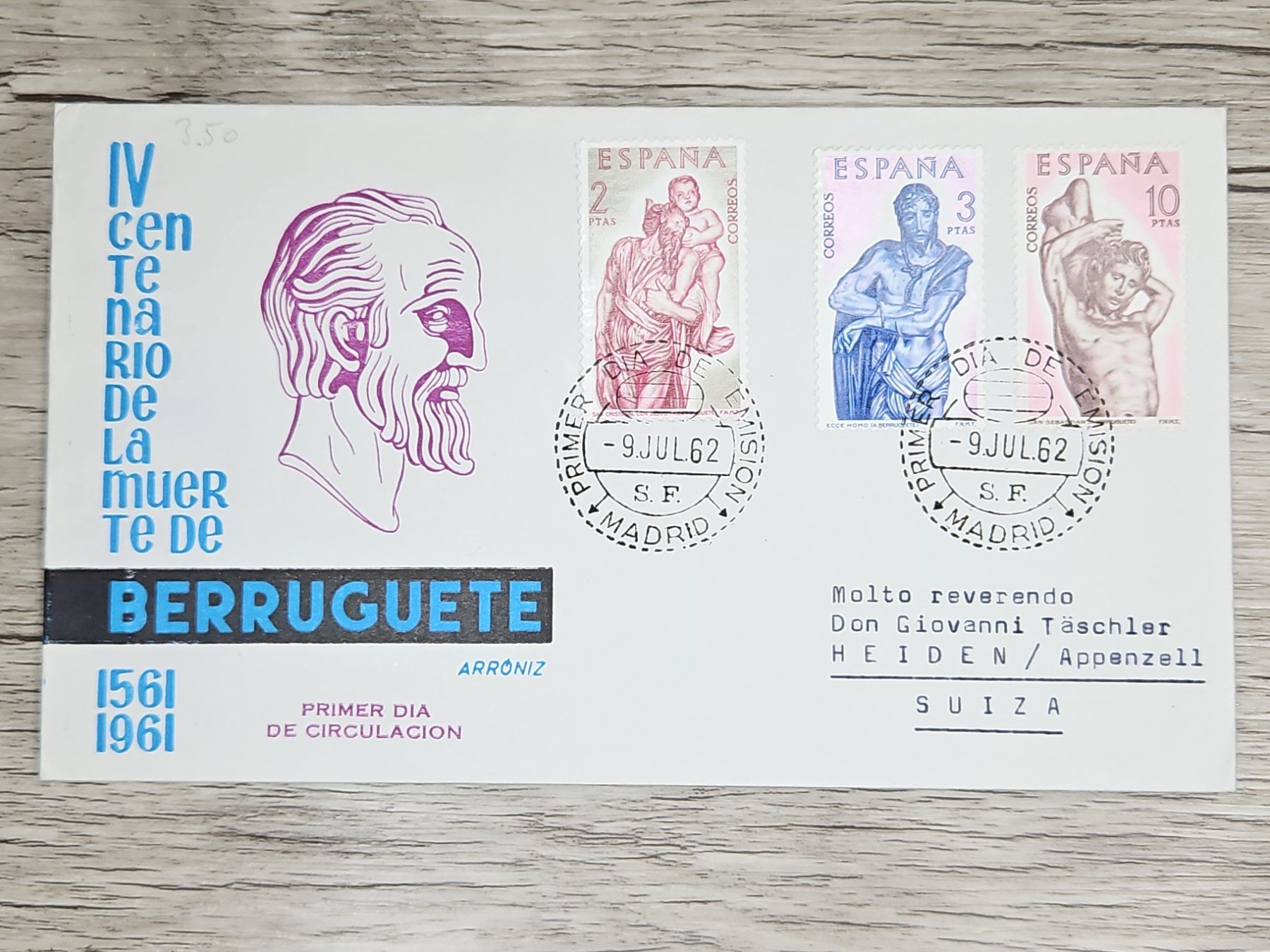 Tutti i francobolli: CL05 Enveloppe + Timbre Espagne 1962 – Usato da Cousset venduto da Patrick_Collections