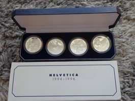 Coffret 4 x 20 Fr. Silber Sagen 1994 - 1996 in Etui PP