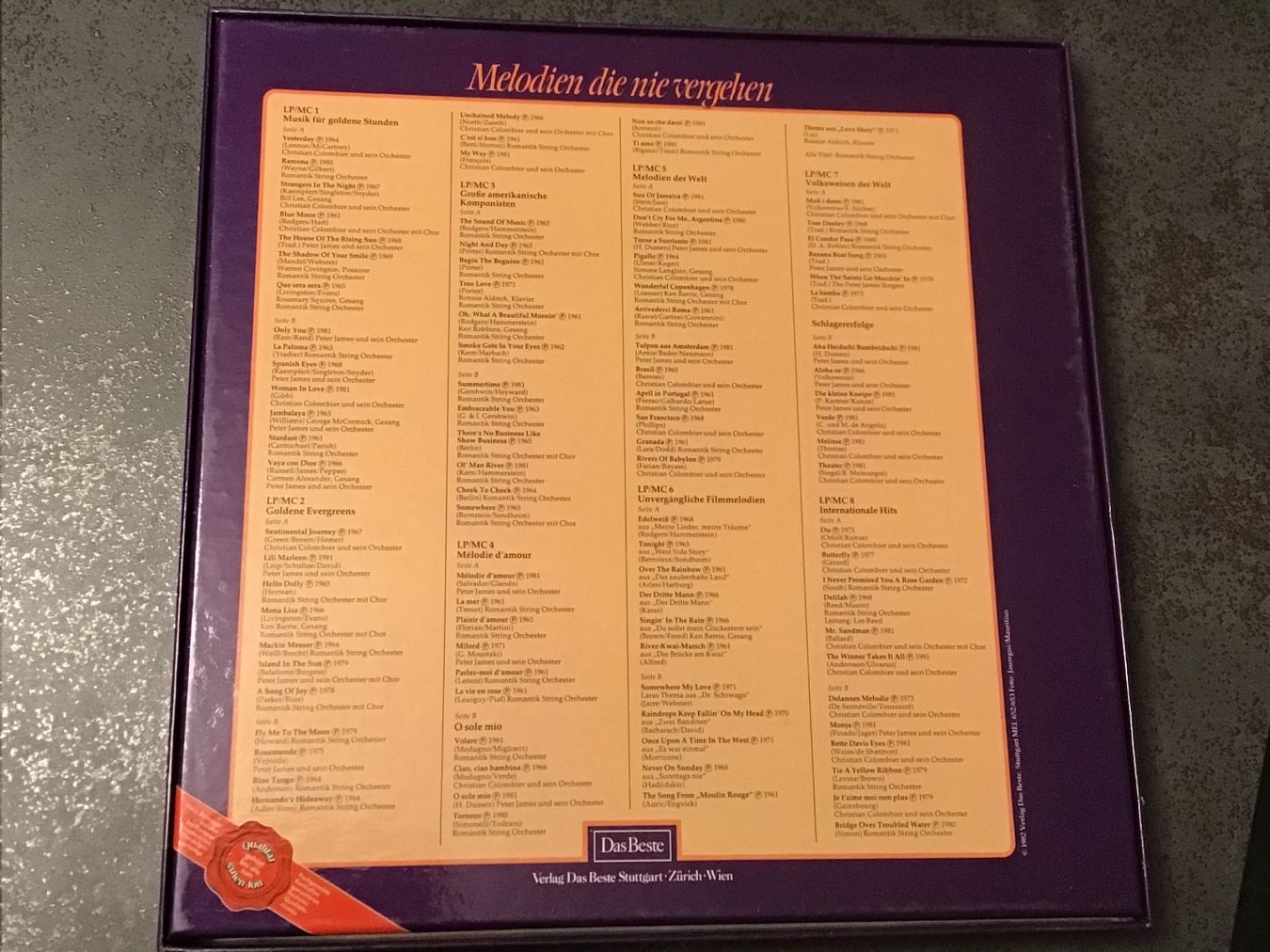 Dischi in vinile: Plattensammlung Evergreens/ Das Beste / 1982 – Usato da Horw venduto da adler65 1