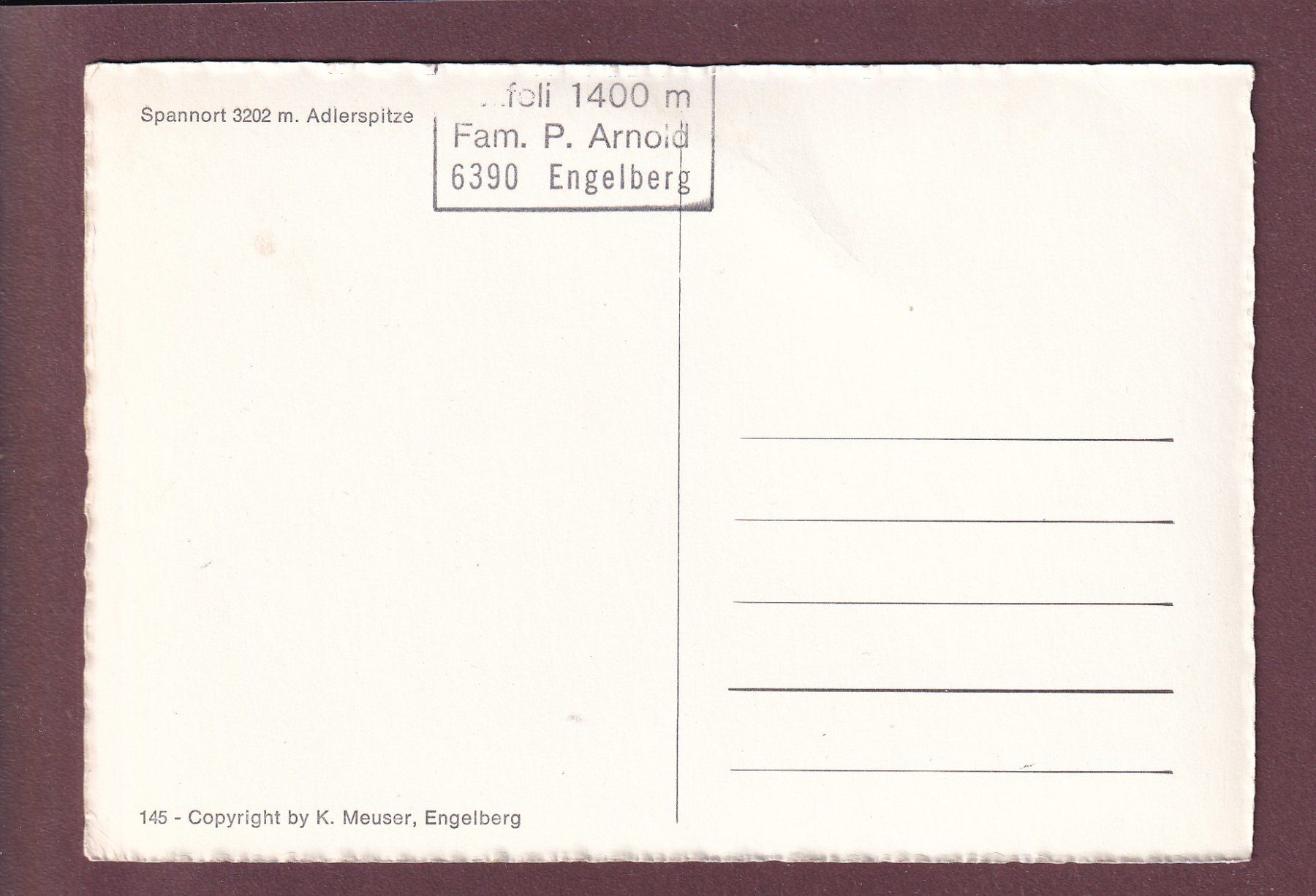 Cartes postales: SPANNORT - Adlerspitze – D'occasion à Pully par nicecards 1