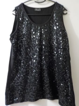 Schwarzes Glitzertop Pailletten Grösse XL (66)