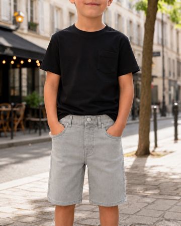 SHORT EN JEAN GRIS POUR ENFANT
