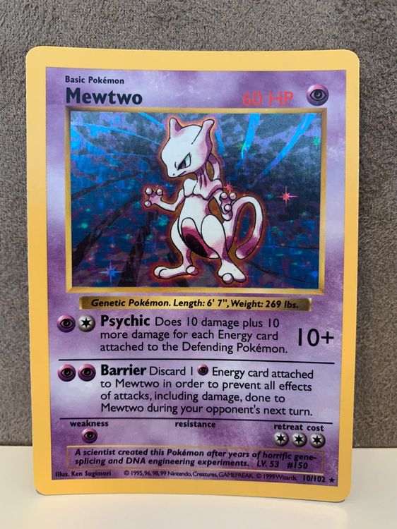 *Shadowless Mewtwo Holo ENG Base Set Pokemon 10/102 | Kaufen Auf Ricardo