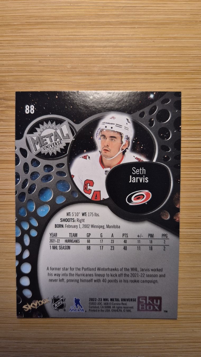 NHL Carte collezionabili: NHL Carolina Hurricanes Seth Jarvis – Usato da Bellach venduto da paedu-1980 1