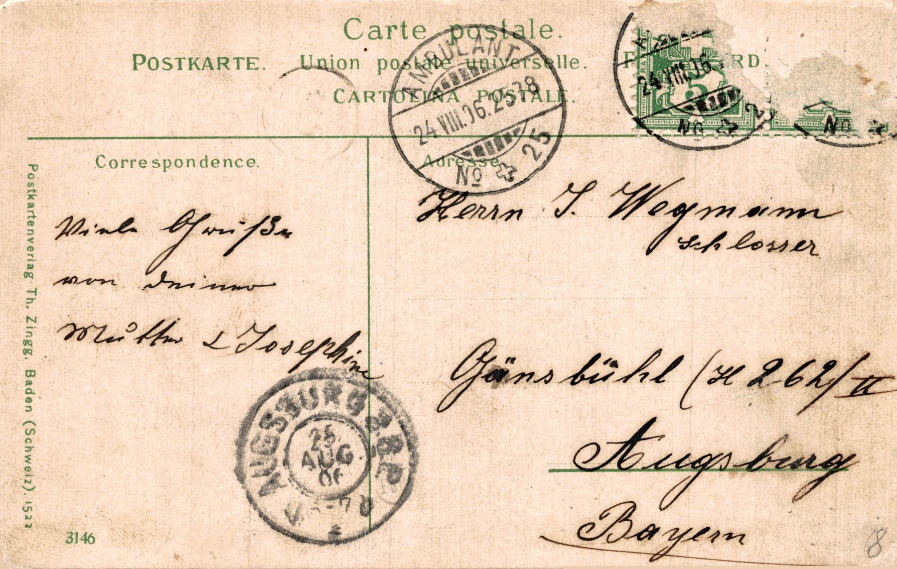 Cartoline postali: Sargans. Kirche, Schloss – Usato da Bronschhofen venduto da Astore 1