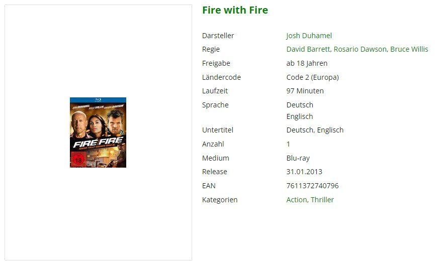 Tutti i DVDs: Fire with Fire (Bluray) – Usato da Buchrain venduto da Sssschaller