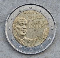 2 Euros FRANCE 2010 DE GAULLE APPEL DU 18 JUIN 1940