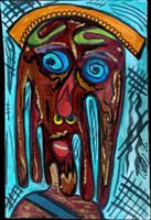 Serie Faces No 2/12 Chlamb - Outsider Art - Aquarell - Karte