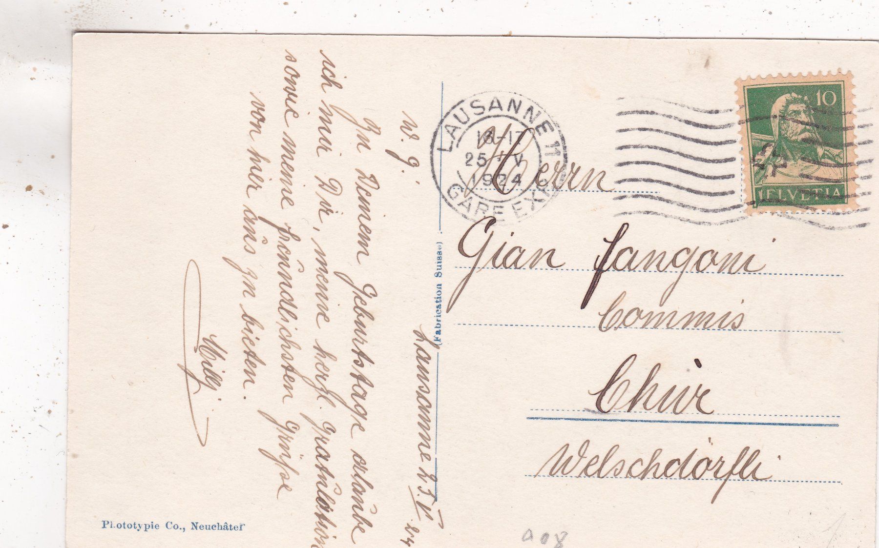 Cartoline postali: Lausanne et les Alpes 1924 – Usato da Herisau venduto da Lisegrat2008 1