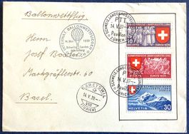 1939 Int. Ballonwettfliegen Brief - Zürich - Bäretswil