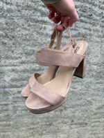 Highheel Sandalette mit Absatz /Plateau-Pumps rosaschimmernd