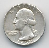 USA Quarter 1/4 Dollar 25 Cents 1952 Silber