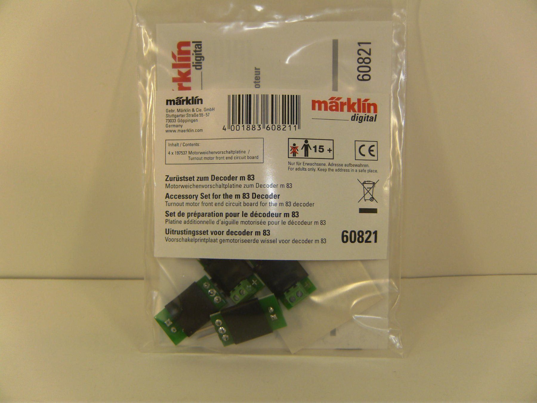 Märklin Modellini di ferrovie: Märklin 60821 Zurüstset zum Decoder m 83 – Nuovo e nell'imballaggio originale da Rodersdorf venduto da Joerg11