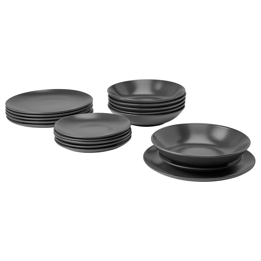 Ikea Set di piatti: IKEA FÄRGKLAR Teller 16-teilig, mattiert dunkelgrau – Usato da Horw venduto da ratta1996