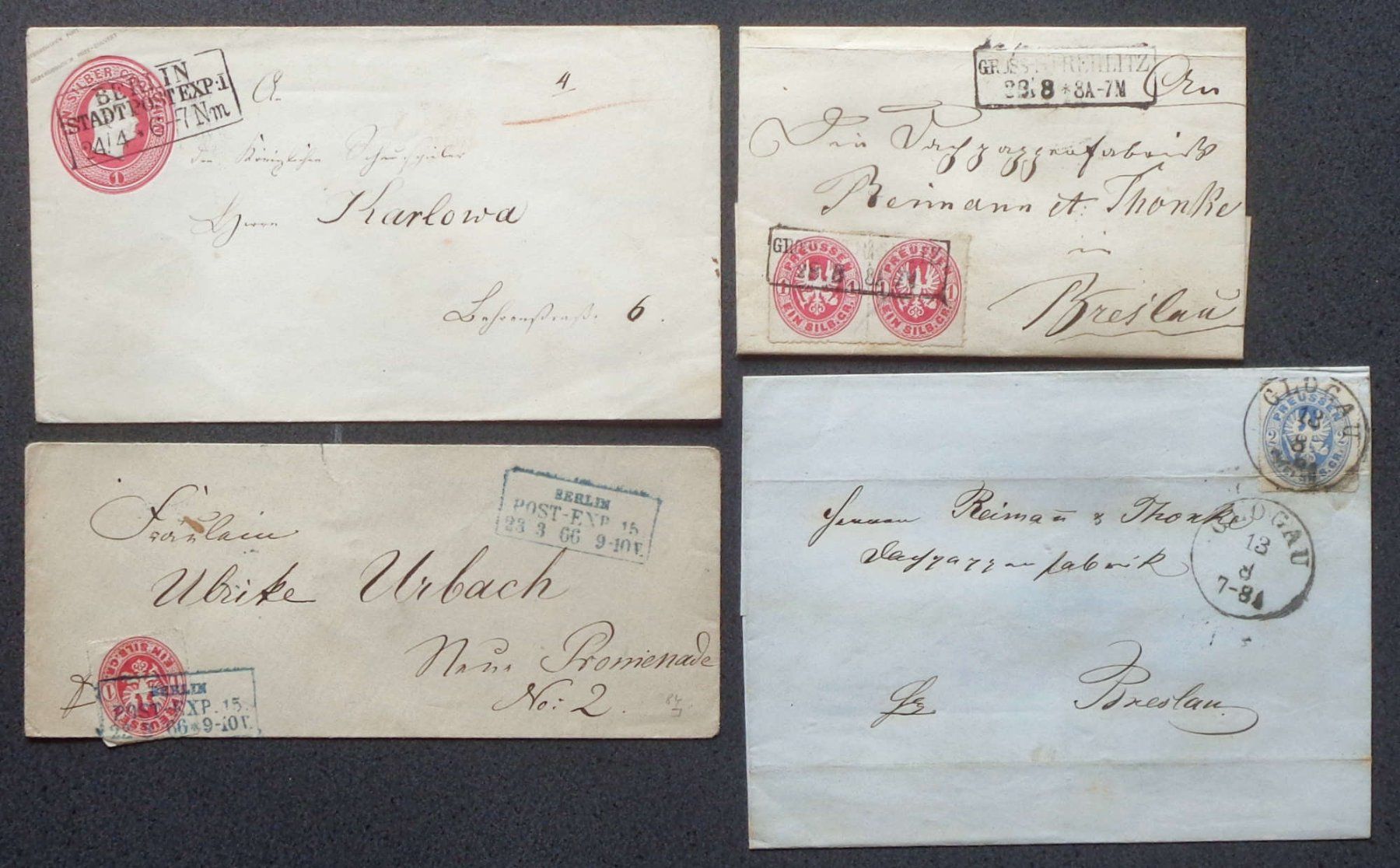 Tous les timbres: PREUSSEN: 4 Poststücke um 1862–1867 – D'occasion à Le Locle par timbrettino