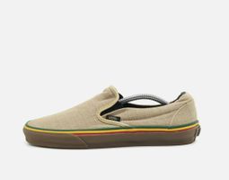 VANS Unise Slip-On Rasta Sneaker Beige Leinen Low Top Vegan