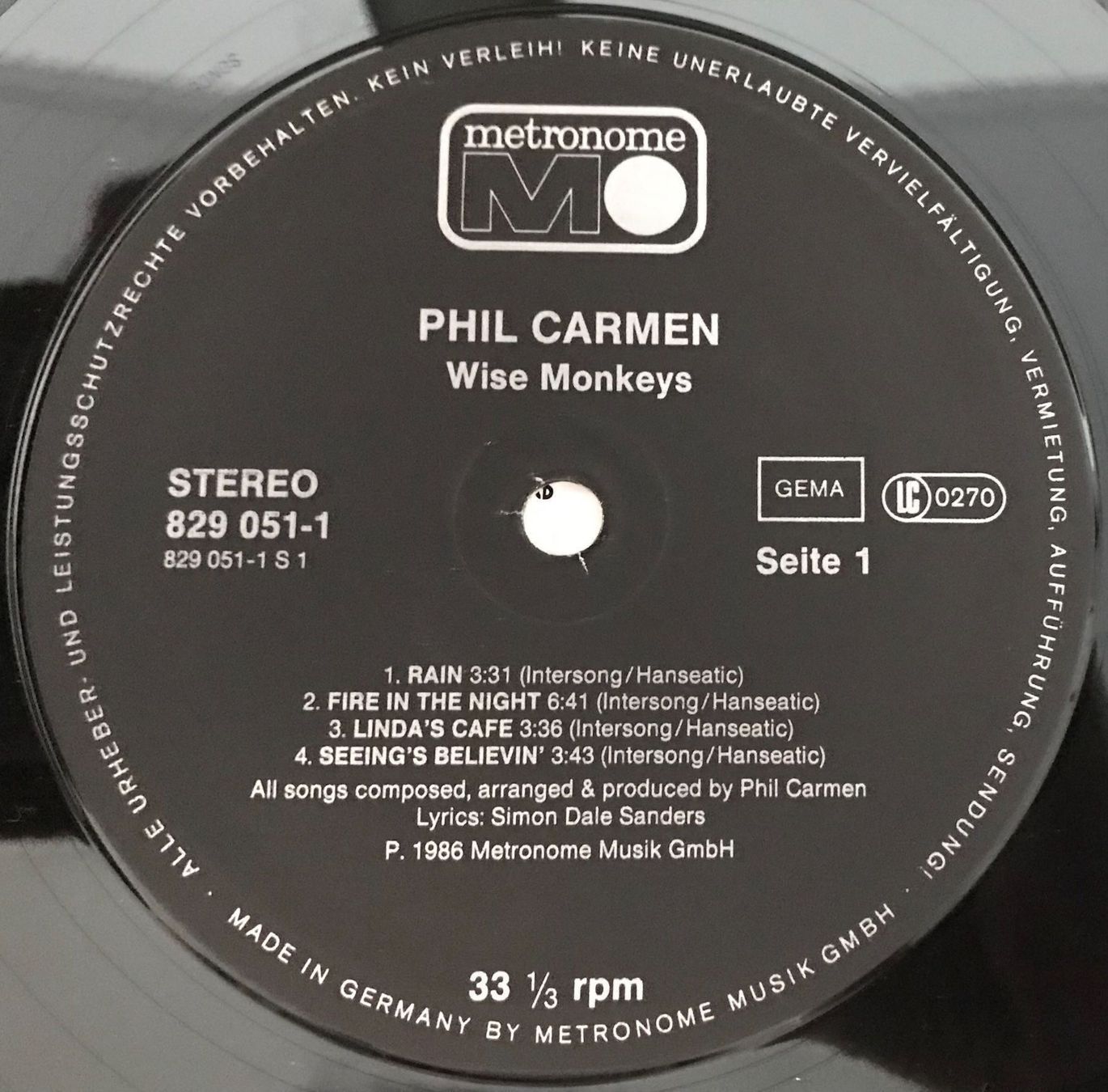 Vinyles: PHIL CARMEN - WISE MONKEYS - 33 Tours – D'occasion à Bussigny par vinyl-pas-cher 2