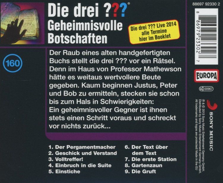 Audiolibri: Die drei ???  160/Geheimnisvolle Botschaften CD – Nuovo e nell'imballaggio originale da Männedorf venduto da Molum 1