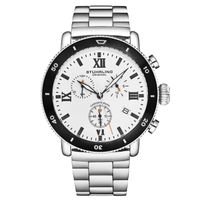 🇺🇸 Herrenuhr Stührling New York Chrono. Silber Weiss NEU