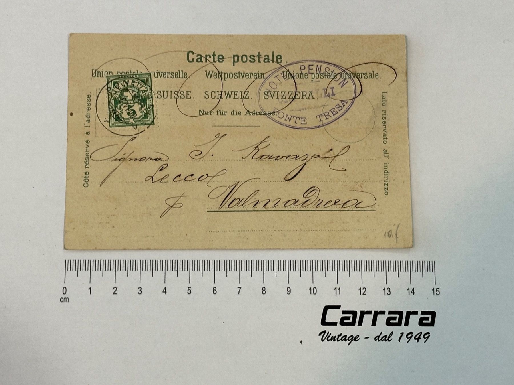 Cartoline postali: Postkarten Tessin Ticino Ponte Tresa 1908 – Usato da Chiasso venduto da Carrara-Modellismo 1