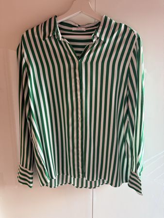 OPUS Bluse grün gestreift Gr. 36 Frühlingsshirt