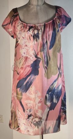 oneSize S/M 34-38 SISLEY 100% Seide Sommerkleid Tunika Kleid