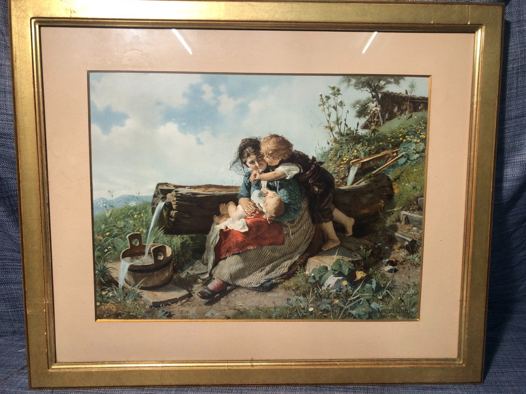 Foto & Immagini: Kunstdruck Mutter mit Kindern von Konrad Grob 1883 – Usato da Aefligen venduto da Bubu218