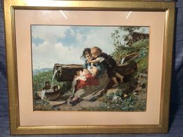 Kunstdruck Mutter mit Kindern von Konrad Grob 1883