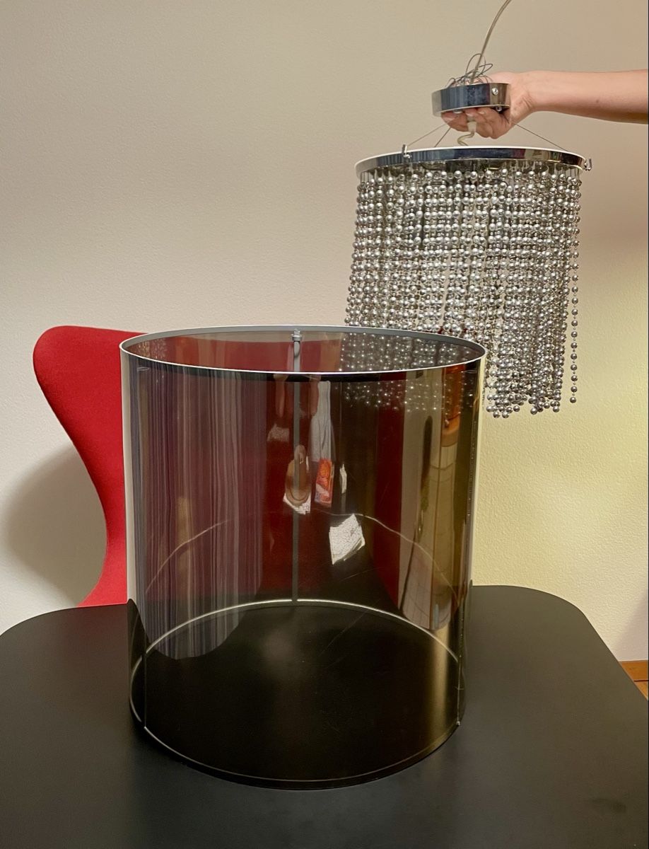 Lampadari & plafoniere: Deckenlampe mit Perlenvorhang, brauner Schirm, Stimmungsvoll – Usato da Zürich venduto da Popcorn-Vintage 1