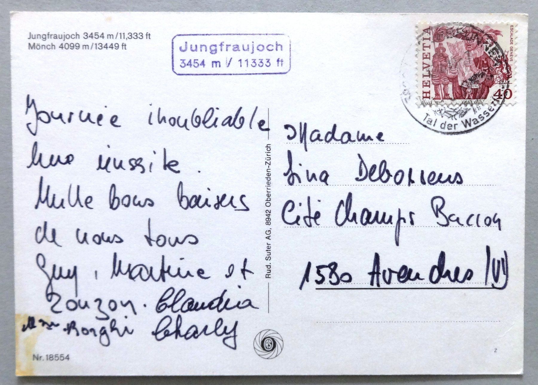 Cartoline postali: Jungfraujoch 3454 m, Mönch 4099 m – Difettoso da Fétigny venduto da Billy2miny 1