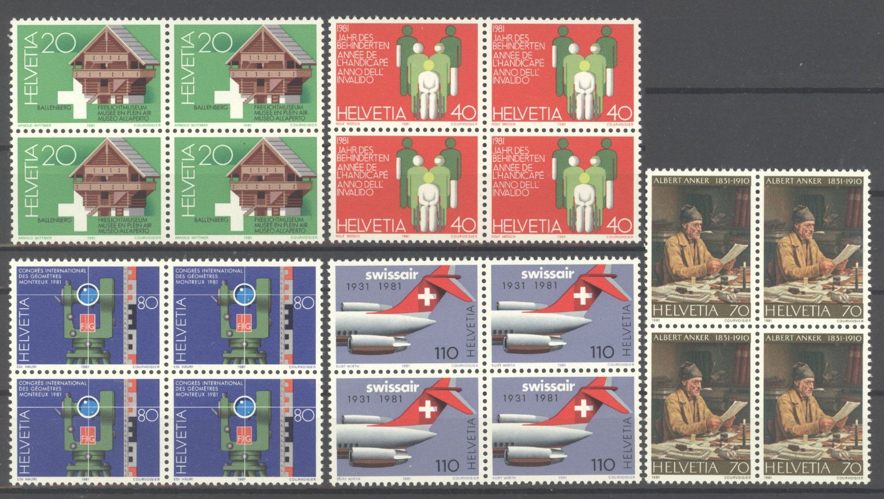 Tutti i francobolli: 1981, Sonderpostmarken I, Viererblöcke ** – Usato da Willisau venduto da Vollstempel