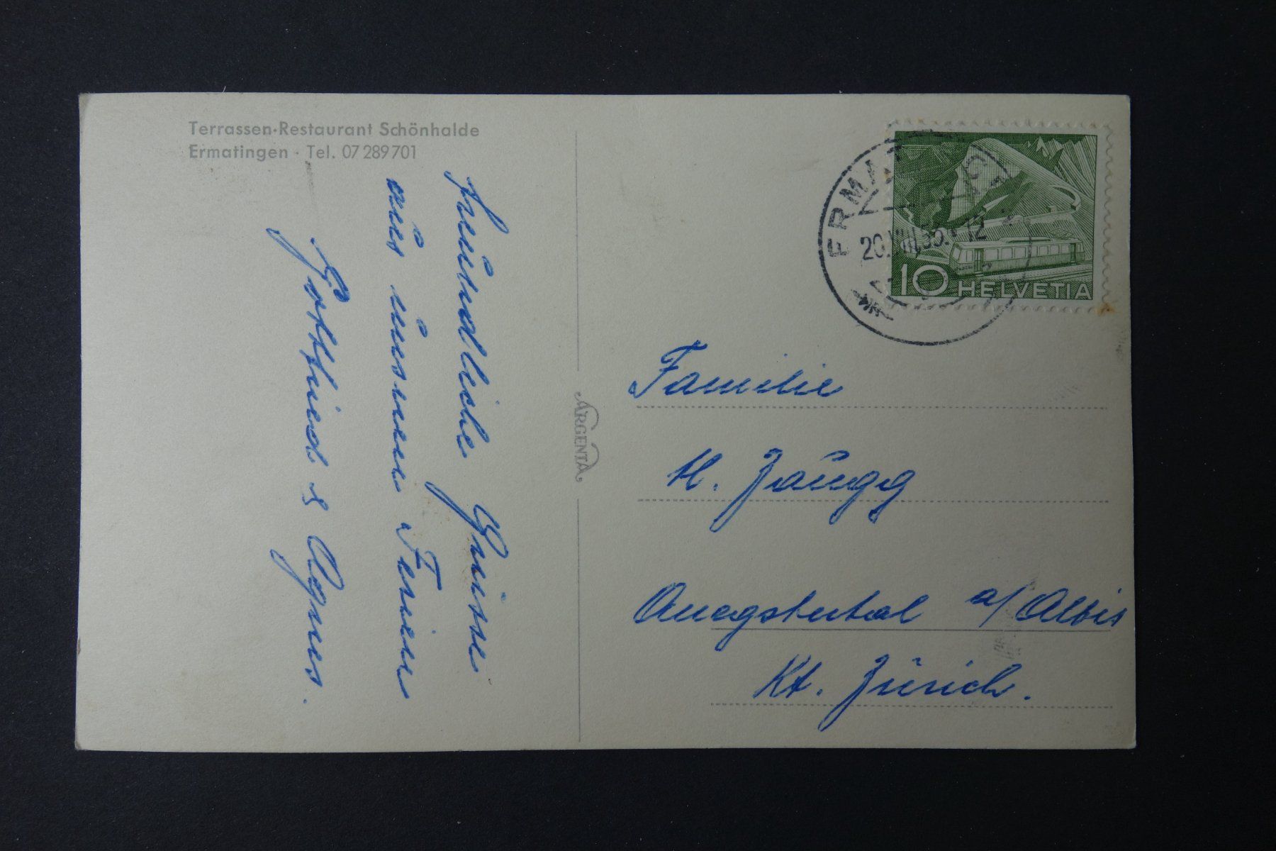 Cartoline postali: Ansichtskarte Ermatingen Restaurant Schönhalde 1956 – Usato da Stein am Rhein venduto da Laffoni 1