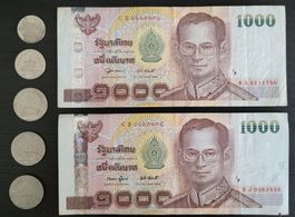 Thailand Noten und Münzen, Total 2018 THB Thai Baht, zirk.