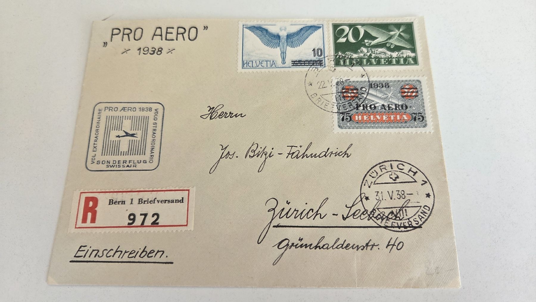 Tutti i francobolli: 1938 Pro Aero Sonderflug – Usato da Arni AG venduto da Moth68