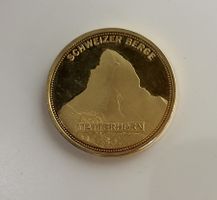 Gedenkmedaille Schweizer Berge goldig