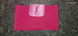 Rosafarbene YSL-Kosmetiktasche aus Samt mit Spiegel