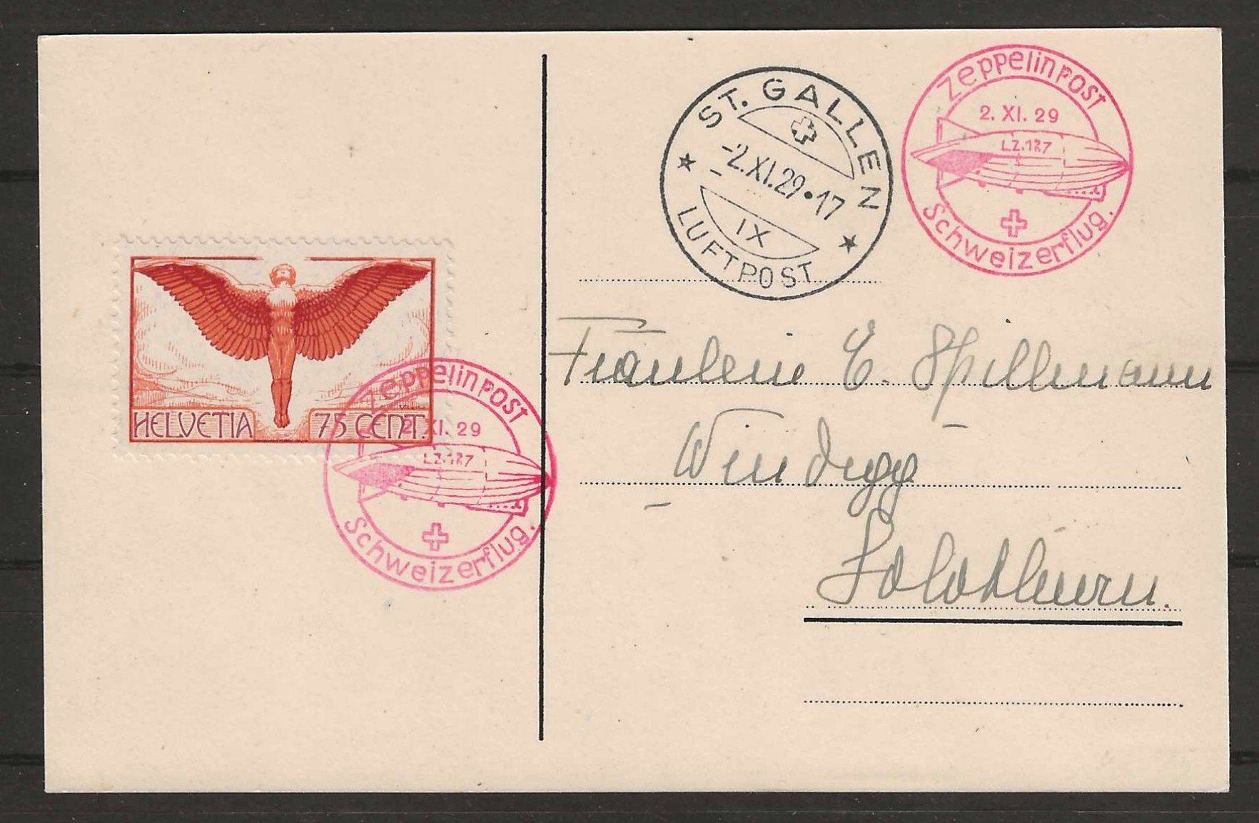 Tutti i francobolli: 1929 : AK mit F11 - Zeppelinpost Schweizerflug – Usato da Gümligen venduto da Geniusbuy