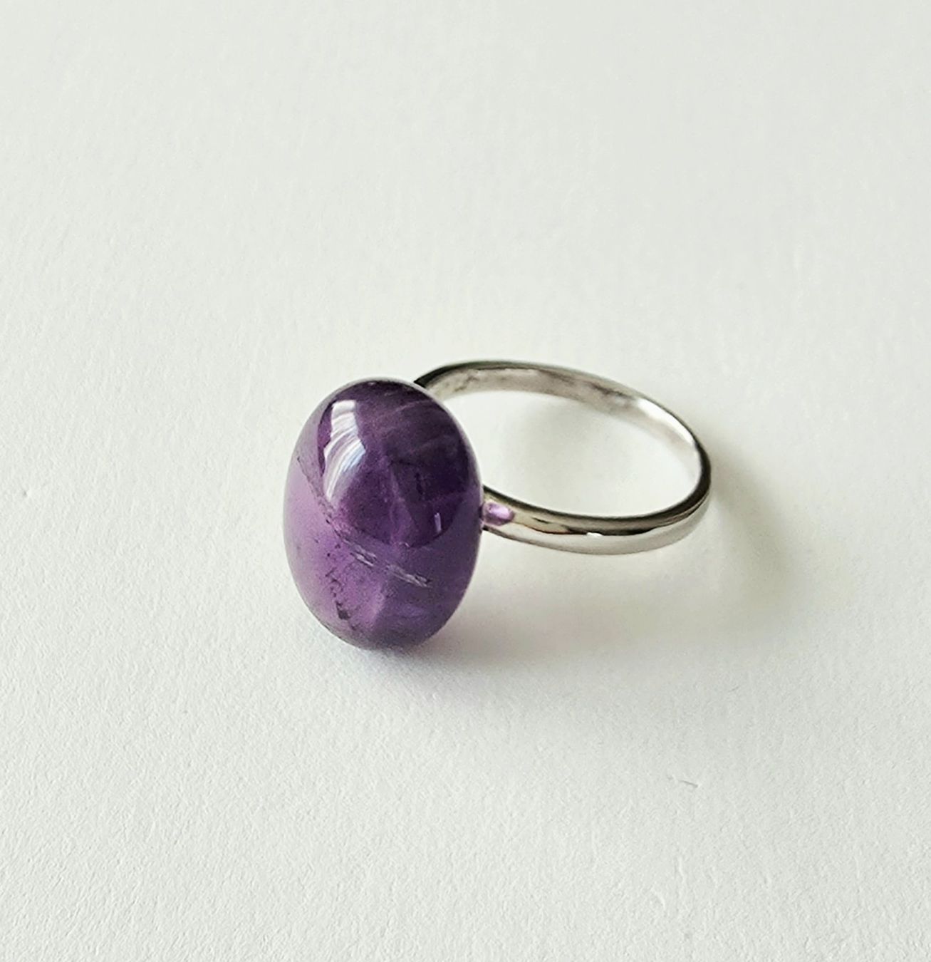Anelli: Moderner Cabochon Natur-Amethyst Silberring 925 - Neu – Nuovo e nell'imballaggio originale da Uetikon am See venduto da Coralreef 4