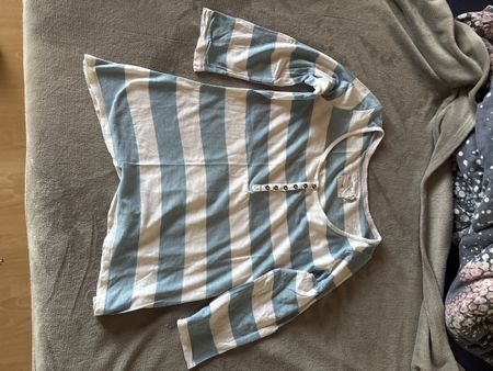 T-shirt rayé bleu et blanc manches longues femme taille L