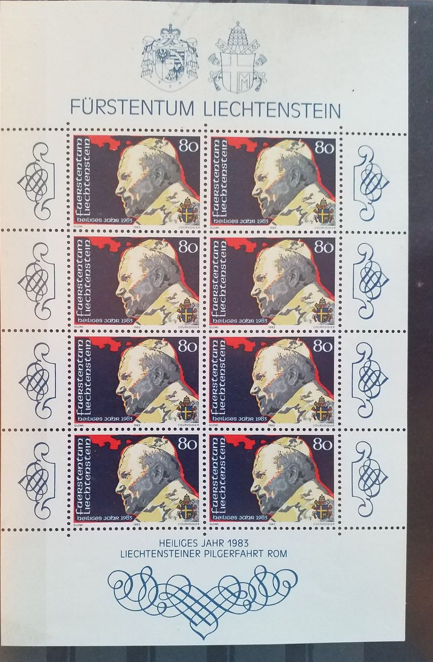 Tutti i francobolli: Liechtenstein Bogen 1983 Papst postfrisch – Usato da Baden venduto da Eggi