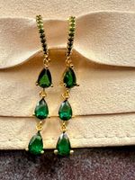 Boucles d'Oreilles en Acier Inoxydable avec Zircons Verts