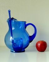 Grand pichet à margarita vintage en verre bleu cobalt, 1980s
