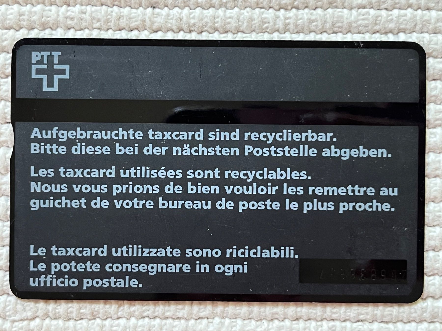 Schede telefoniche: PTT Taxcard 10.- Ortsruf B – Usato da Zürich venduto da Gurkis 1