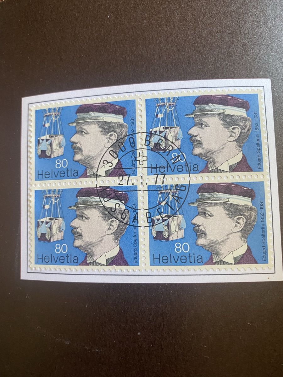 Tutti i francobolli: 1977Schweizer Briefmarken PTT Postscheckkonto Viererblock, – Usato da Baden venduto da swiss-alps 4