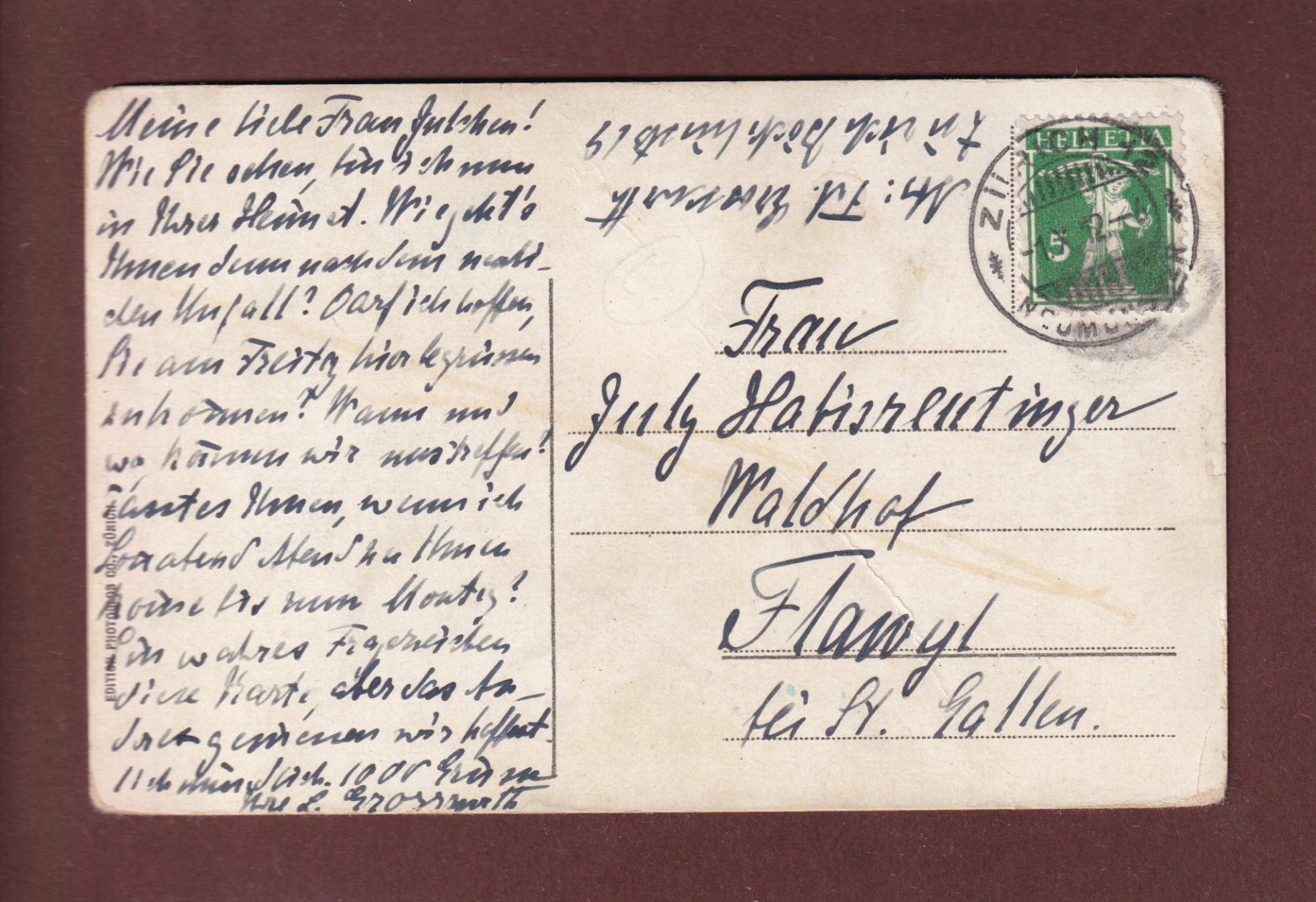 Cartoline postali: ZÜRICH - Motorboote - Postgebäude - 1912 – Usato da Pully venduto da nicecards 1